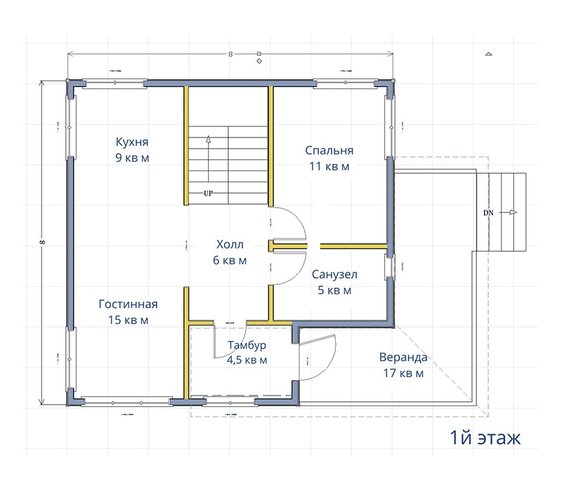 Схема 1 этажа дома - Проект «Антон»