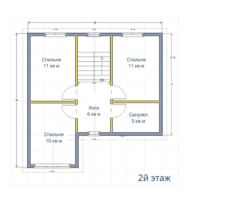 Схема 2 этажа дома - Проект «Антон»