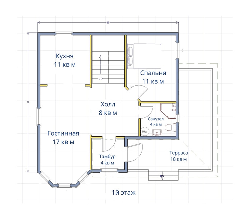 Схема 1 этажа дома - Проект «Игорь»