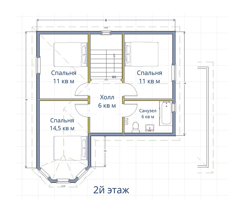 Схема 2 этажа дома - Проект «Игорь»