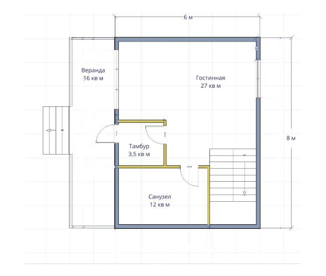 Схема 1 этажа дома - Проект «Александр»