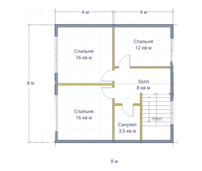 Схема 2 этажа дома - Проект «Александр»